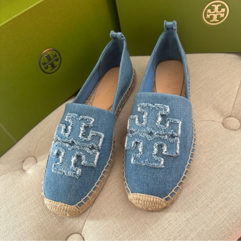 Tory Burch denim DOUBLE T ESPADRILLE shoes